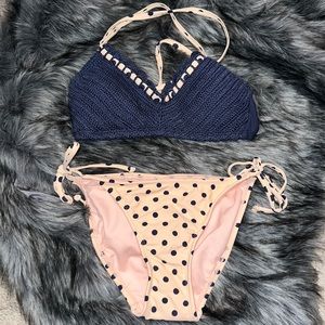 2pc Crochet polka dot bikini set